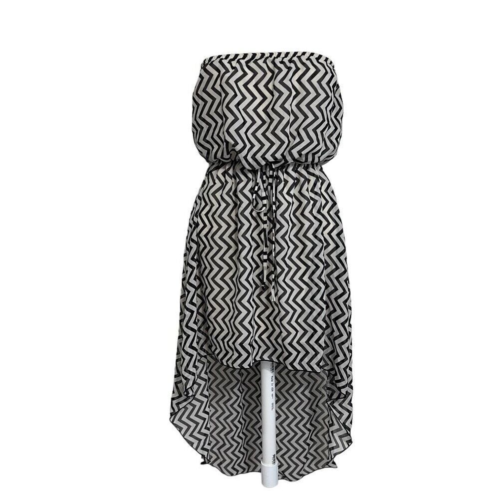 Poetry black and tan chevron high low dress size medium